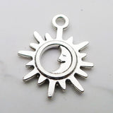 20 Pieces 17*21mm Antique Silver Color Sun&amp;Moon Charms Swatooth Keychains For DIY Jewelry Making