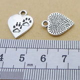 20 Pieces 17x18mm Antique Silver Color Dog Paw Heart Charms Bracelet For DIY Jewelry Making