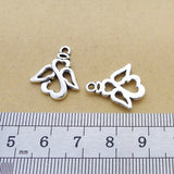 20 Pieces 17x20mm Antique Silver Color Angel Charms Heart Hollow Necklace for DIY Jewelry Making