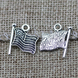 20 Pieces 19mm*16mm antique silver plated small american flag charms for jewelry making
