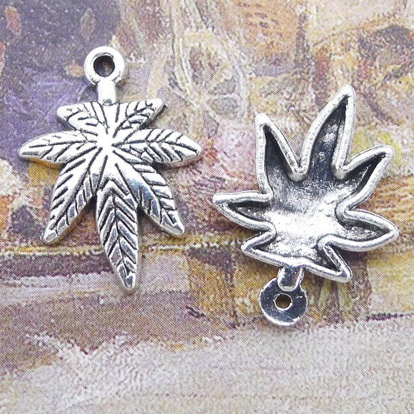 20 Pieces 20x15mm Antique Silver Color Maple Leaf Charms Bracelet For DIY Jewelry Making