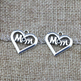 20 Pieces 20x21mm Antique Silver Color Love for Mom Charms Necklace Bracelet For DIY Jewelry Making