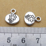 20 Pieces 24*22mm Mixed Alloy Antique Silver Color Flower Round Charms Bracelet Pendant Accessory For DIY Jewelry Making