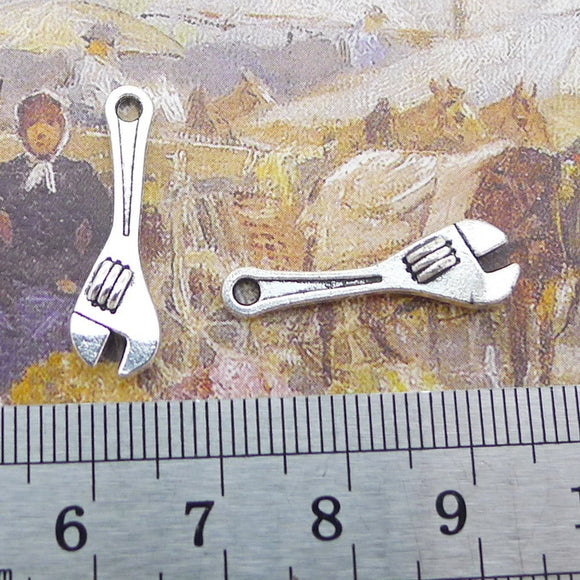 20 Pieces 25x8mm Antique Silver Color Tool  Charm Collection Wrench Handcrafrt Diy Jewelry Making