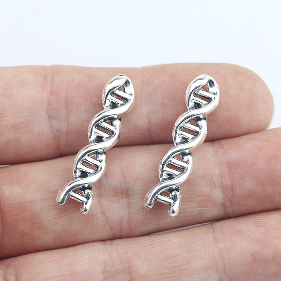 20 Pieces 7*28mm Antique Silver Color Special Gene Charms Necklace Bracelet Pendant Charms For Jewelry Making Earrings Findings