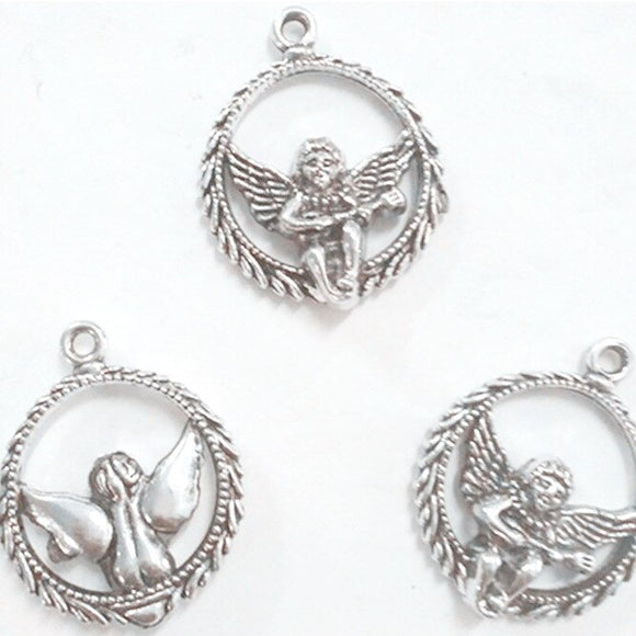 20 Pieces/Lot 25*31mm Antique Silver Plated Alloy Metal Religious Angel Charm Penant For Jewelry Making