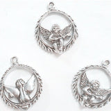 20 Pieces/Lot 25*31mm Antique Silver Plated Alloy Metal Religious Angel Charm Penant For Jewelry Making