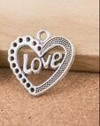 20 Pieces/Lot 25mm*25mm Antique Bronze Antique Silver Plated Hollow Out Love Heart Charms For DIY Jewelry Making