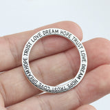 20 Pieces/Lot 36*36mm Antique Silver Plated Alloy Letter circular ring Charms Pendant For Diy Jewelry Making