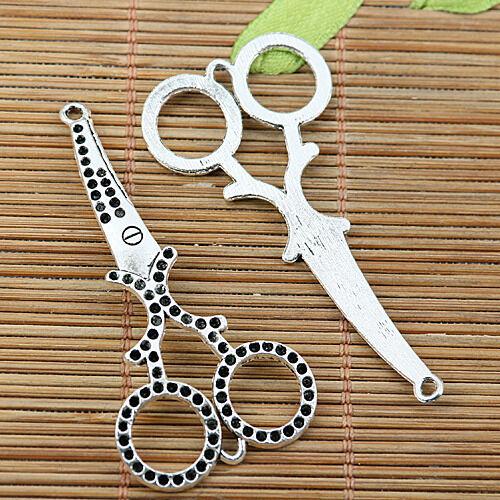 7pcs tibetan silver tone curved scissor design charms EF1953