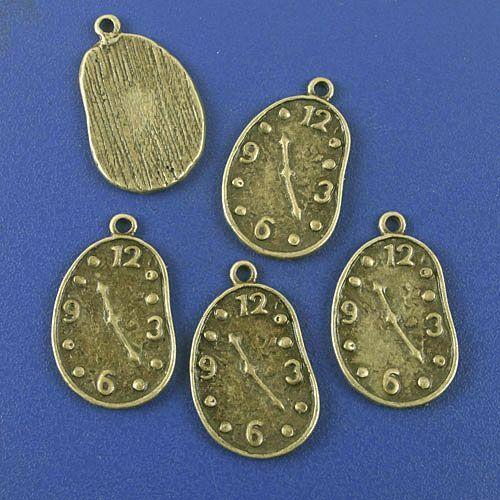 10pcs antiqued brass clock design pendant charm G973