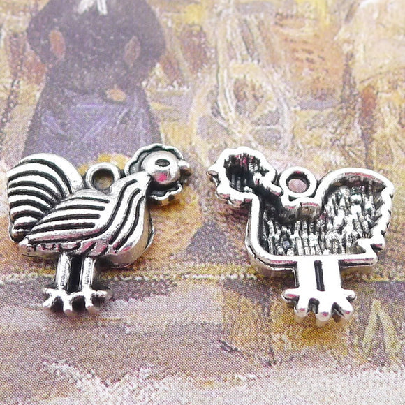 20Pcs 14*15mm Antique Silver Plated Zinc Alloy Cock Charms Animal Keychain Bracelet Charms For DIY Jewelry Making Wholesale EF3840