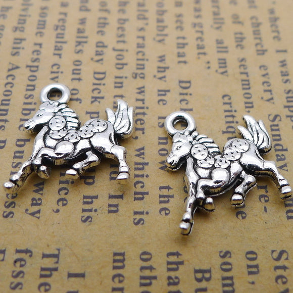 20Pcs 14*16mm Antique Silver Color Alloy Steed Charms Animal Earrings Pendant Accessories Charms For Jewelry Making Wholesale