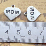 20Piece /lot 16*16mm Mixed Alloy Antique Silver Color Heart Love Mom Charms Keychain Pendant Accessory For DIY Jewelry Making