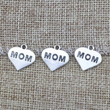 20Piece /lot 16*16mm Mixed Alloy Antique Silver Color Heart Love Mom Charms Keychain Pendant Accessory For DIY Jewelry Making