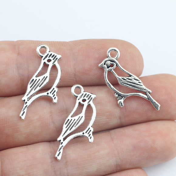 20Pieces 11*27mm Antique Silver Color Hollow Bird Charms Necklace Earring Pendant Accessory Charms For DIY Jewelry Making
