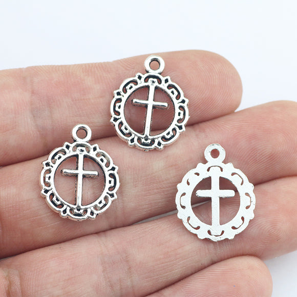 20Pieces 16*20mm Zinc Alloy Fashion Cross Wicca Charms Hollow Necklace Earrings Pendant Accessory Charms For DIY Jewelry Making