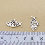 20Pieces/lot 13x23mm Antique Silver /Bronze Color Fish Charms Lettering Jesus DIY Handmade Jewelry