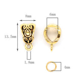 20pcs 13x8x8mm Beads Bails Oval Buckle Charms Jewelry Making Necklace Silver Plated Gold Color Diy Jewelry Findings Wholesale EF3899