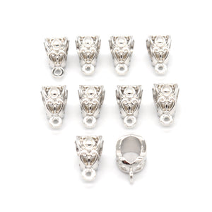 20pcs 13x8x8mm Beads Bails Oval Buckle Charms Jewelry Making Necklace Silver Plated Gold Color Diy Jewelry Findings Wholesale EF3899