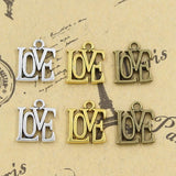 20pcs 3colors Charms LOVE 15x13mm Tibetan DIY Retro Jewelry Bracelet Necklace Antique Bronze Pendant Silver Color Gold Making