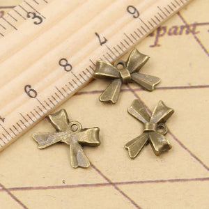 20pcs  Bowknot Bow 10x14mm Tibetan Bronze Silver Color Pendants Antique Jewelry Making DIY Handmade Craft