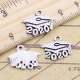 20pcs Charms 2020 2021 2022 Graduation Cap Diploma 14x17mm Tibetan Silver Color Pendants Antique  Making DIY Handmade Jewelr