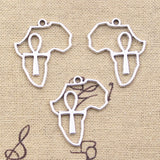 20pcs Charms Africa Map Anka Cross Egyptian Ankh Life Symbol 30x25mm Antique Silver Color Pendants DIY Making Tibetan Jewelry
