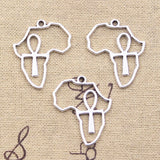 20pcs Charms Africa Map Anka Cross Egyptian Ankh Life Symbol 30x25mm Antique Silver Color Pendants DIY Making Tibetan Jewelry