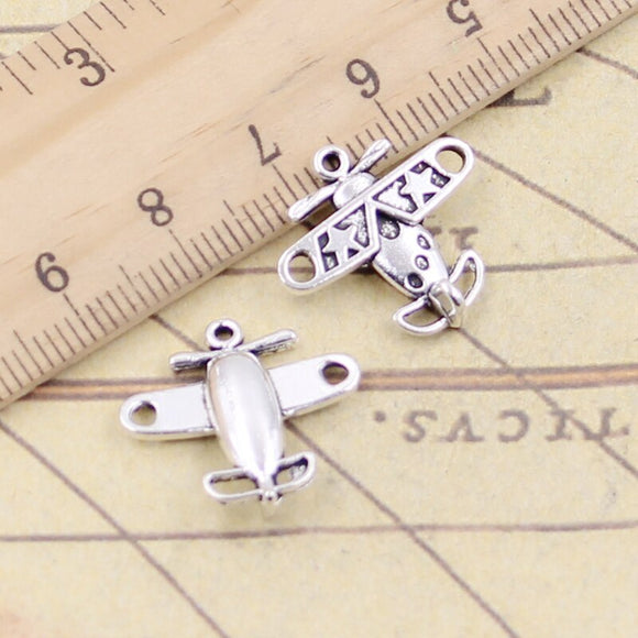 20pcs Charms Airplane Plane 18x19mm Tibetan Silver Color Pendants Antique Jewelry Making DIY Handmade Craft