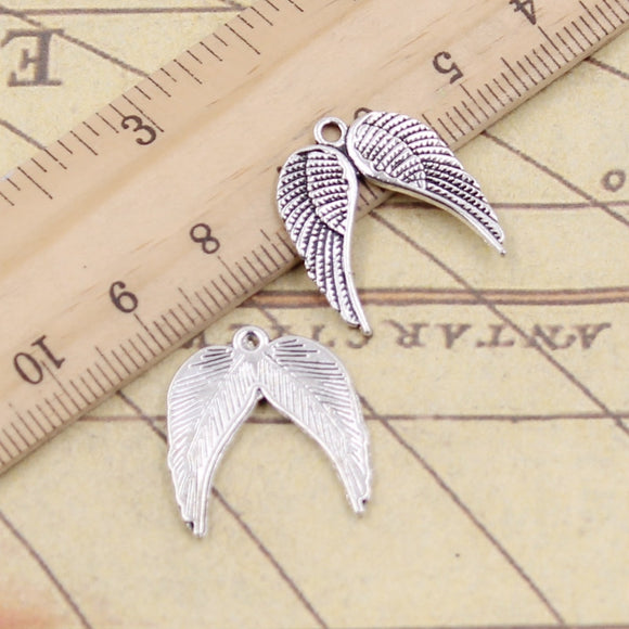20pcs Charms Angel Wings 21x19mm Tibetan Bronze Silver Color Pendants Antique Jewelry Making DIY Handmade Craft