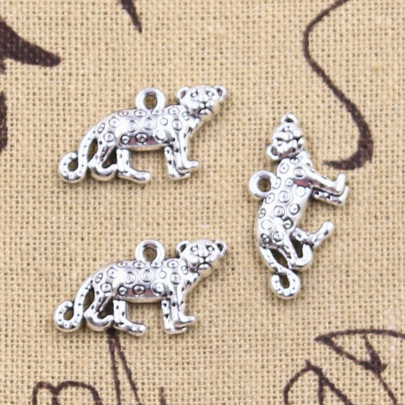 20pcs Charms Animal Leopard Cheetah 12x23mm Antique Silver Color Pendants DIY Crafts Making Findings Handmade Tibetan Jewelry