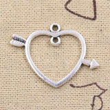 20pcs Charms Arrow Cross Heart Link 24x32mm Antique Silver Color Pendants DIY Crafts Making Findings Handmade Tibetan Jewelry