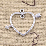 20pcs Charms Arrow Cross Heart Link 24x32mm Antique Silver Color Pendants DIY Crafts Making Findings Handmade Tibetan Jewelry