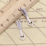 20pcs Charms Arrow Heart 29x7mm Tibetan Bronze Silver Color Pendants Antique Jewelry Making DIY Handmade Craft