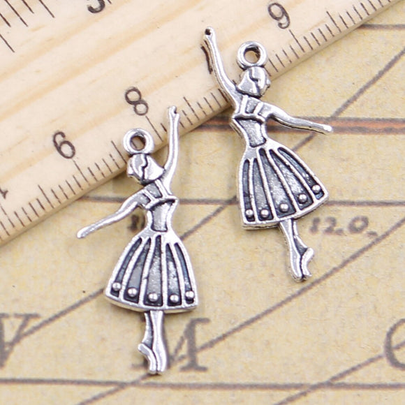 20pcs Charms Ballet Dancer Girl 32x13mm Tibetan Silver Color Pendants Antique Jewelry Making DIY Handmade Craft Pendant