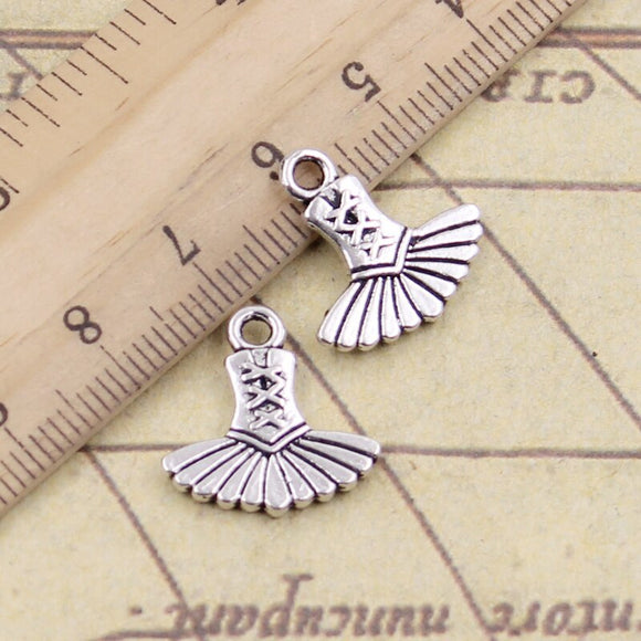 20pcs Charms Ballet Dress Tutu Ballerina 17x17mm Tibetan Silver Color Pendants Antique Jewelry Making DIY Handmade Craft