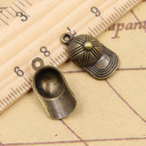 20pcs Charms Baseball Ball Cap Hat 20x20mm Tibetan Bronze Silver Color Pendants Antique Jewelry Making DIY Handmade Craft h0500