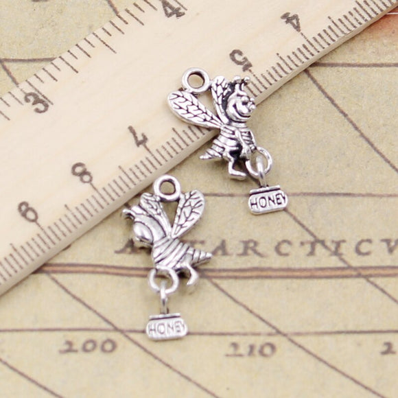 20pcs Charms Bee Harvest Honey 19x12mm Tibetan Silver Color Pendants Antique Jewelry Making DIY Handmade Craft
