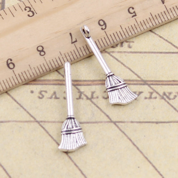 20pcs Charms Beson Broom 27x20mm Tibetan Bronze Silver Color Pendants Antique Jewelry Making DIY Handmade Craft