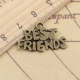 20pcs Charms Best Friends 24x16mm Tibetan DIY Retro Jewelry Bracelet Necklace Antique Bronze Silver Color Pendant EF3815