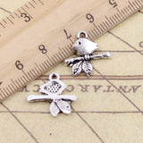 20pcs Charms Bird Standing Branch 17x16mm Tibetan Bronze Silver Color Pendants Antique Jewelry Making DIY Handmade Craft