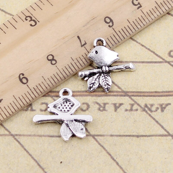 20pcs Charms Bird Standing Branch 17x16mm Tibetan Bronze Silver Color Pendants Antique Jewelry Making DIY Handmade Craft