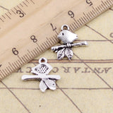 20pcs Charms Bird Standing Branch 17x16mm Tibetan Bronze Silver Color Pendants Antique Jewelry Making DIY Handmade Craft