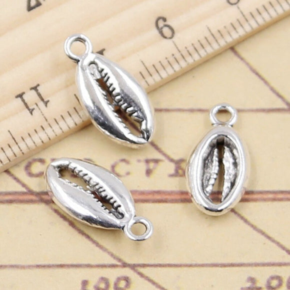 20pcs Charms Bohemian Cowrie Conch Shell 17x8mm Tibetan Silver Color Pendants Antique Jewelry Making DIY Handmade Craft