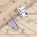20pcs Charms Book Diary Secret Love 18x15mm Tibetan Bronze Silver Color Pendants Antique Jewelry Making DIY Handmade Craft