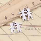 20pcs Charms Boy Girl Lover 16x17mm Tibetan Bronze Silver Color Pendants Antique Jewelry Making DIY Handmade Craft