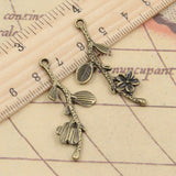 20pcs Charms Branch Cherry Blossom Flower 41x17mm Tibetan Bronze Silver Color Pendants Antique Jewelry Making DIY Handmade Craft