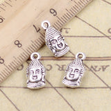 20pcs Charms Buddha Head 16x8mm Tibetan Bronze Silver Color Pendants Antique Jewelry Making DIY Handmade Craft