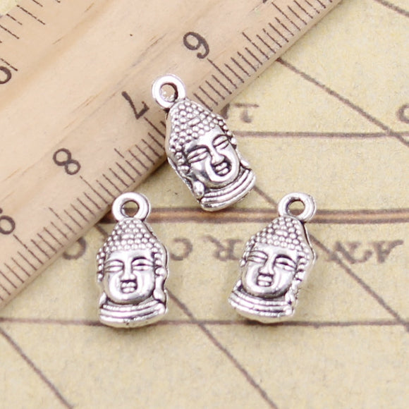 20pcs Charms Buddha Head 16x8mm Tibetan Bronze Silver Color Pendants Antique Jewelry Making DIY Handmade Craft